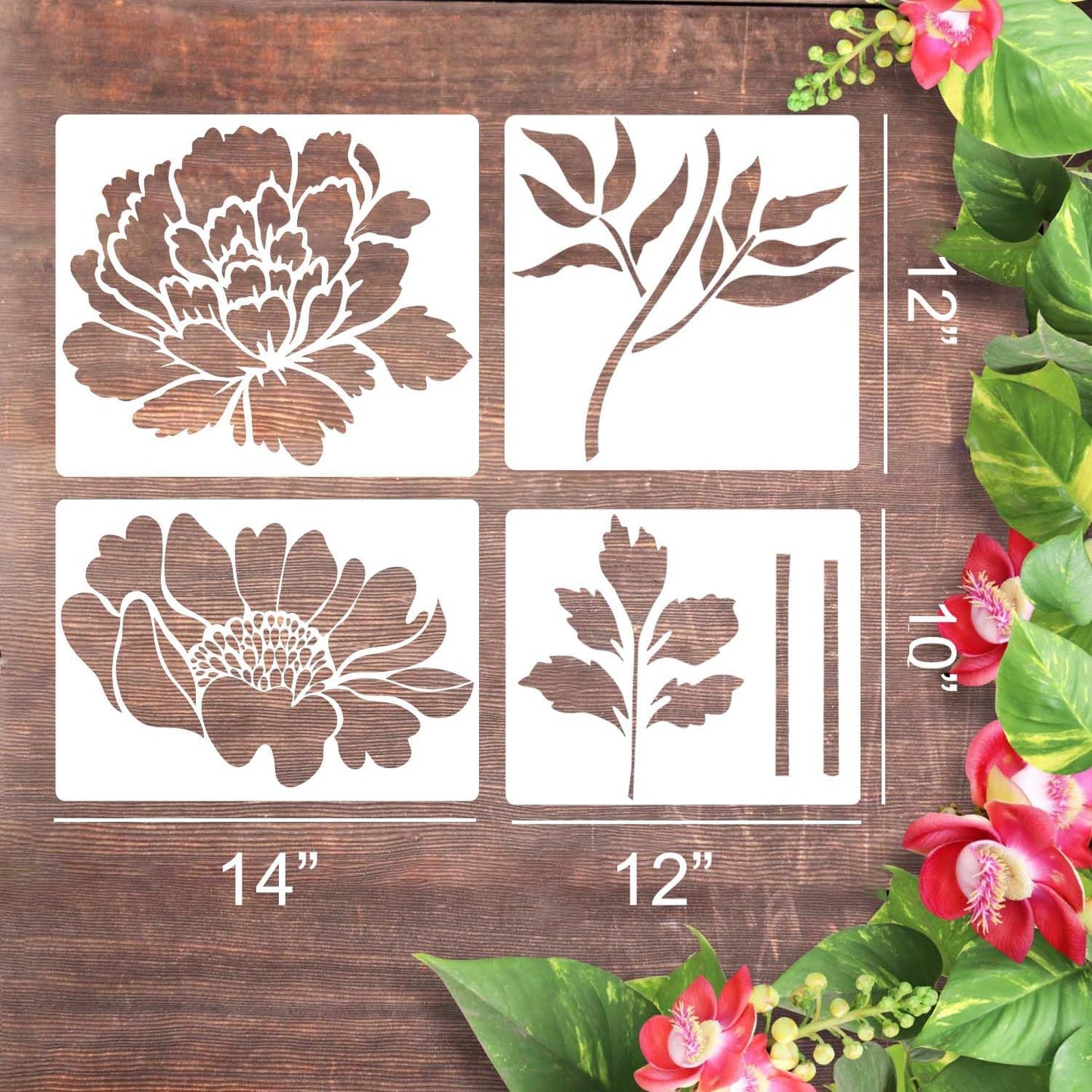 Pochoirs de grandes fleurs pour clôture de jardin 🌻Décoration DIY BloomTrace