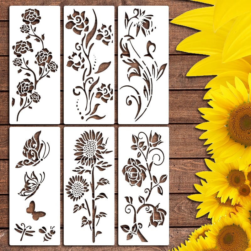 Pochoirs de grandes fleurs pour clôture de jardin 🌻Décoration DIY BloomTrace