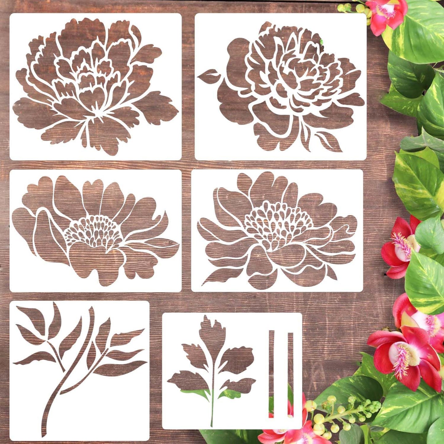 Pochoirs de grandes fleurs pour clôture de jardin 🌻Décoration DIY BloomTrace 