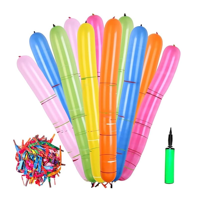 🎈100Pcs Rocket Balloons - Assorted Colors Flying Magic Long Balloons - 🎁BUY 1 GET 100 PCs & Pump